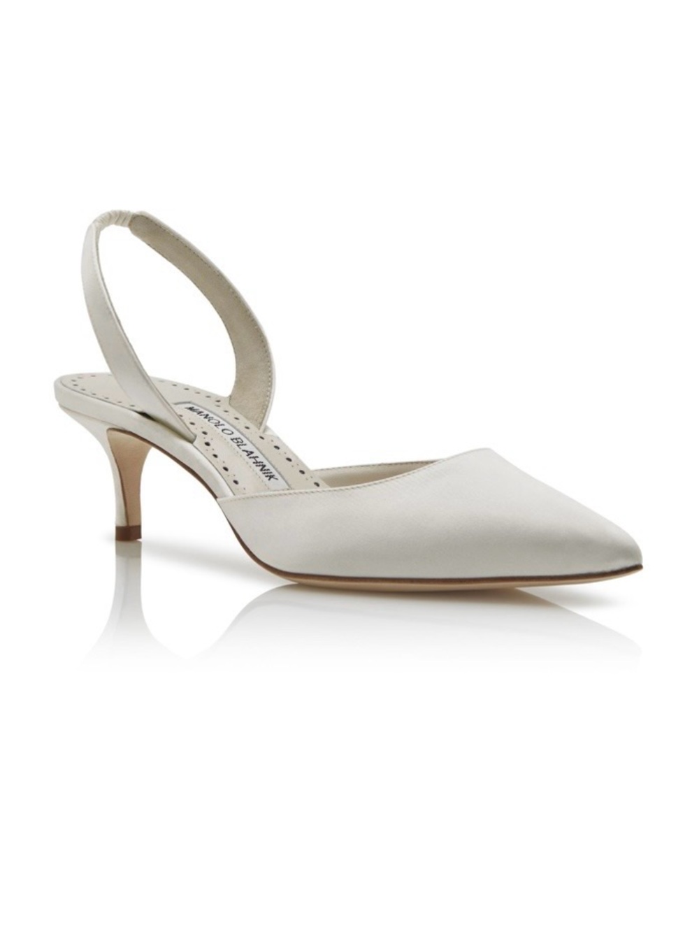 Manolo Blahnik Carolyne Bride Cream Satin Slingback Pumps